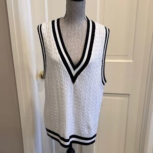 Vintage V-Neck Cable Knit Sweater Vest